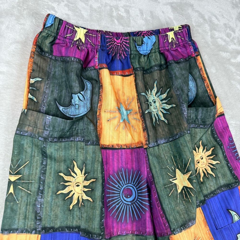 Boho Celestial Patchwork Barrel Pants Harem Festi… - image 3